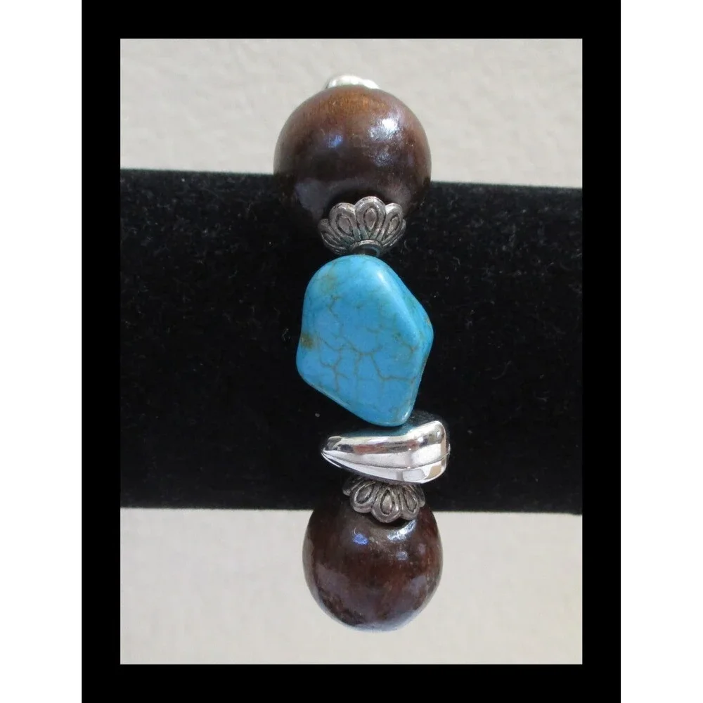 Turquoise & Brown Colored Paparazzi Stretch Bracelet BR-02